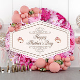 Lofaris Pink Red Floral Round Happy Mothers Day Backdrop